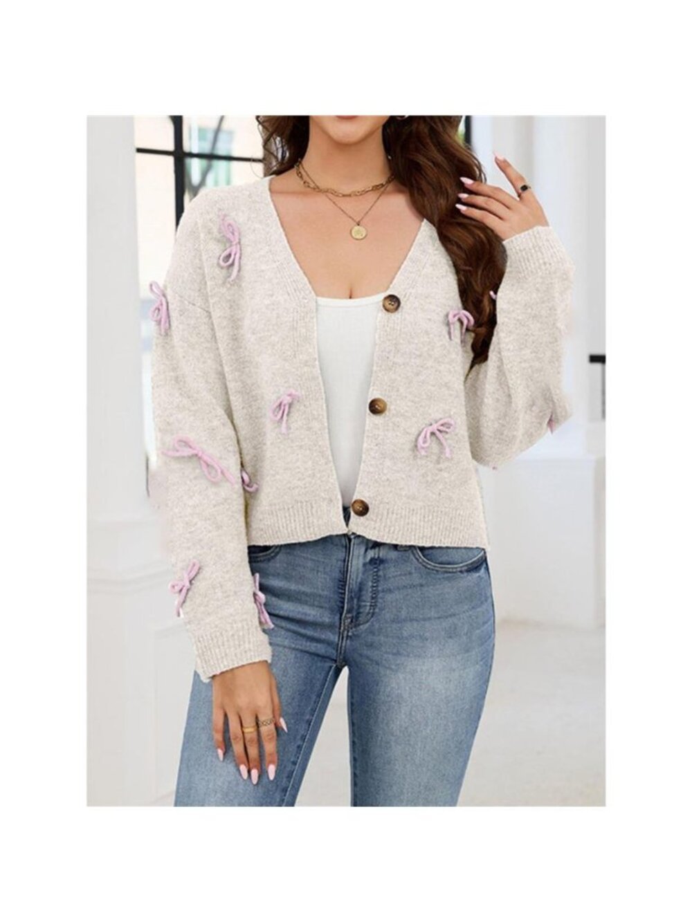 Bow Button Up Cardigan - Picture 10 of 14